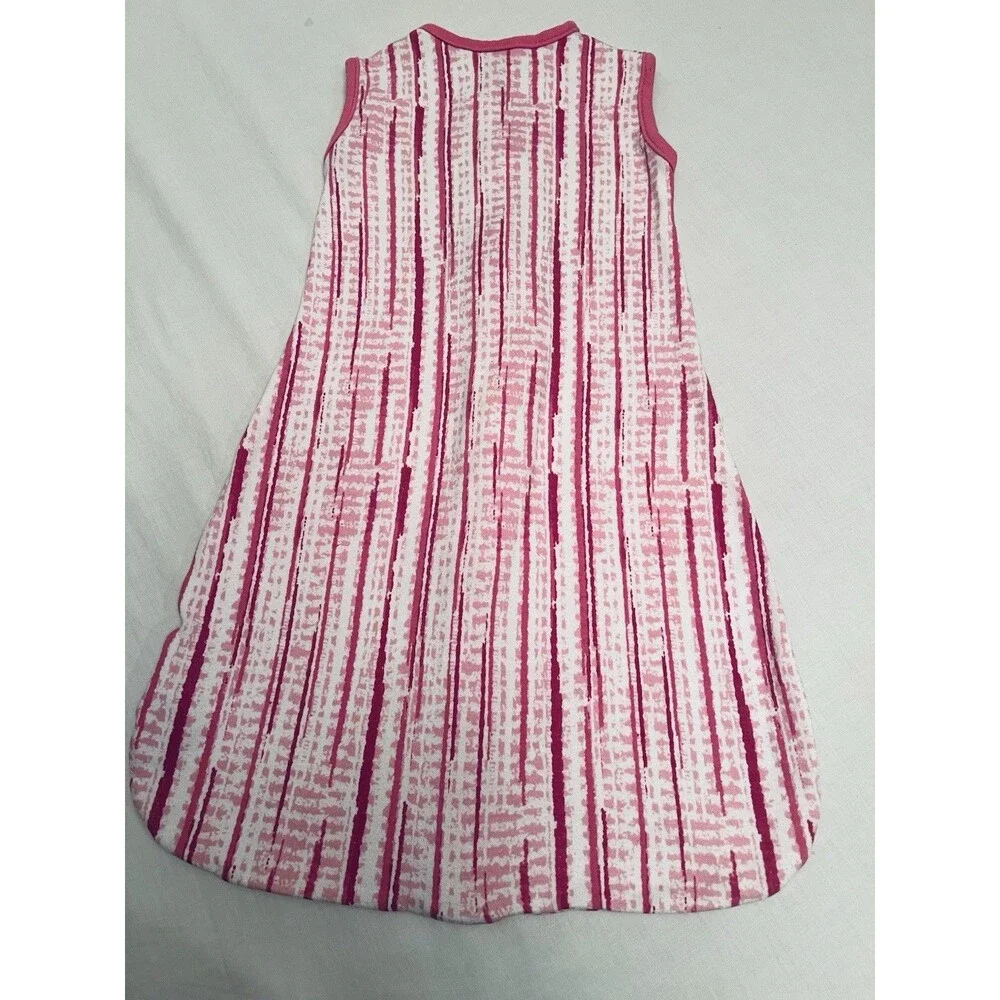 SwaddleMe Wearable Blanket Sleep Sack Pink/White Zip Front Size L Cotton